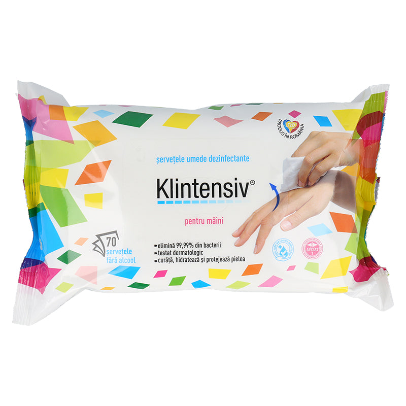 KLINTENSIV® – Servetele umede dezinfectante pentru maini, 70 buc - VIVIENE